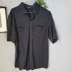 Kit and Ace Short Sleeve Stretch Button Up Polo‎ Shirt Black M or L